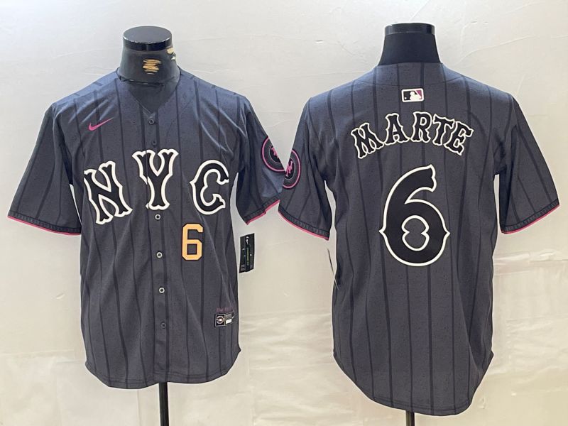 Men New York Mets 6 Marte Black City Edition 2024 Nike MLB Jersey style 2